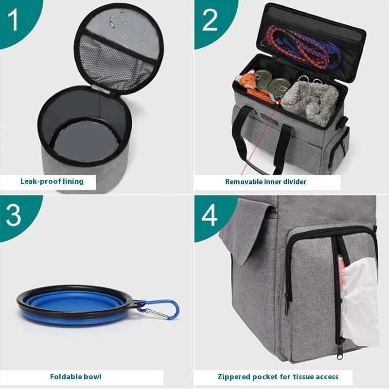 Convenient Large-Capacity Dog Travel Bag Kit
