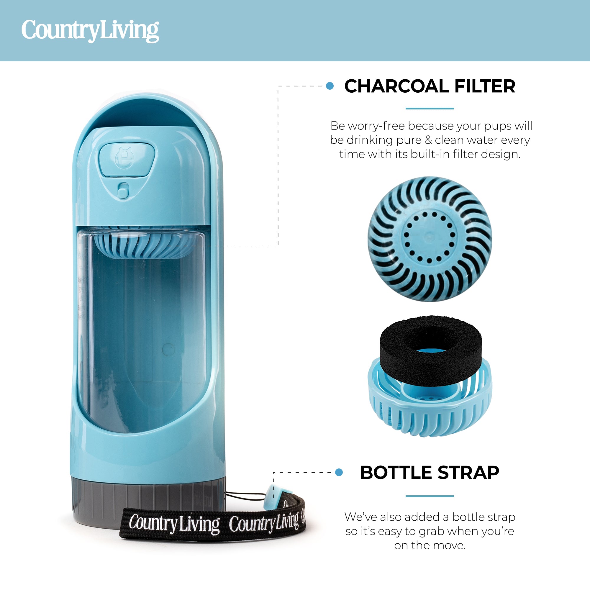 Water Bottle with Charcoal Filter