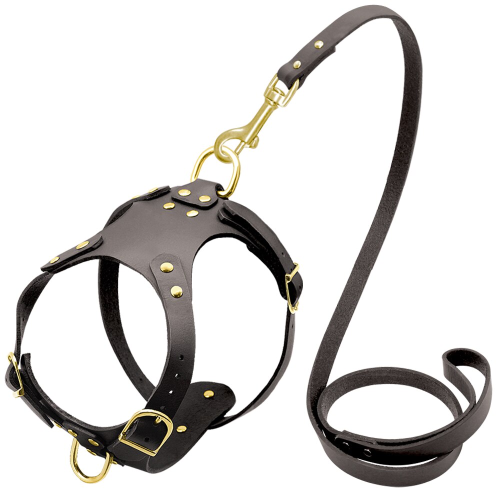 Genuine Leather Dog Harness – Adjustable & Soft Fit