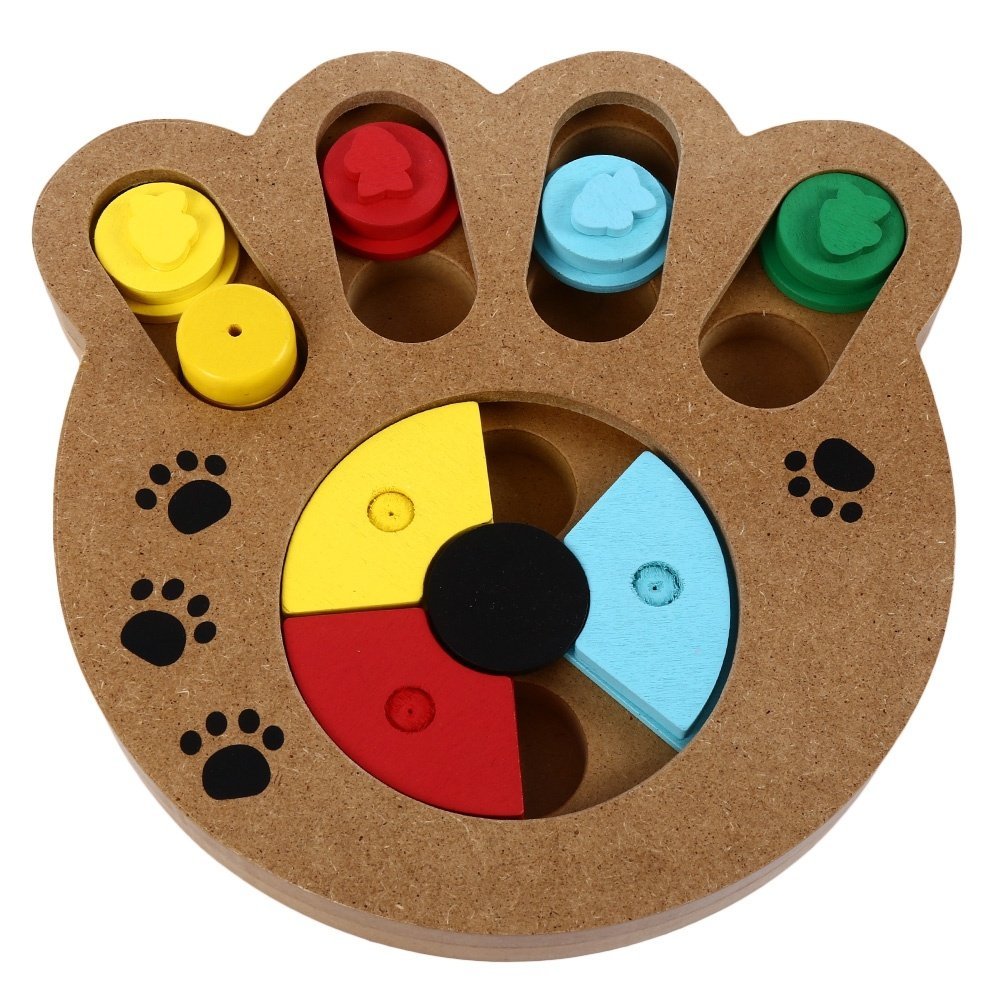 Wooden Paw-Shaped Treat Toy – Fun & Interactive Pet Training