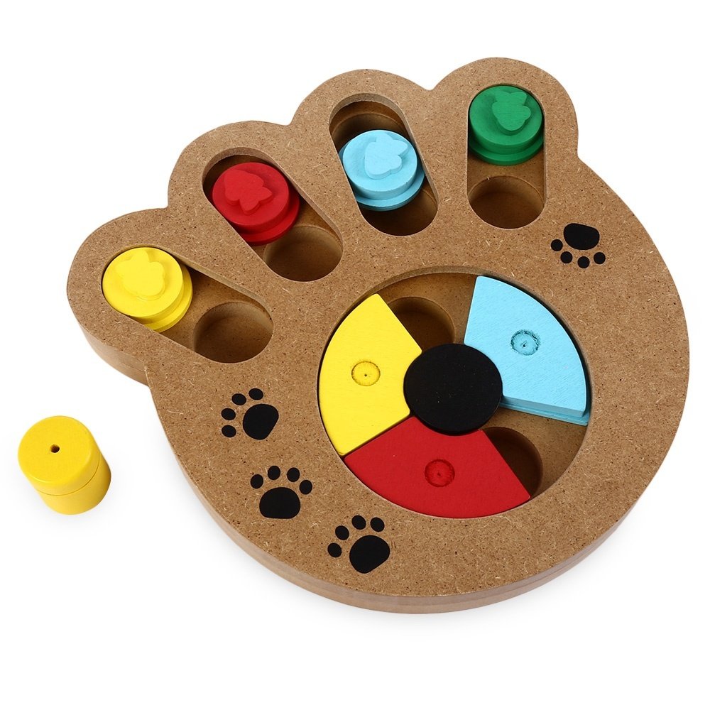 Wooden Paw-Shaped Treat Toy – Fun & Interactive Pet Training